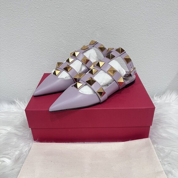 Valentino Garavani Roman Stud Ankle Strap Mule Vlogo Rockstud Cage Flat 36/38 - Picture 5 of 12